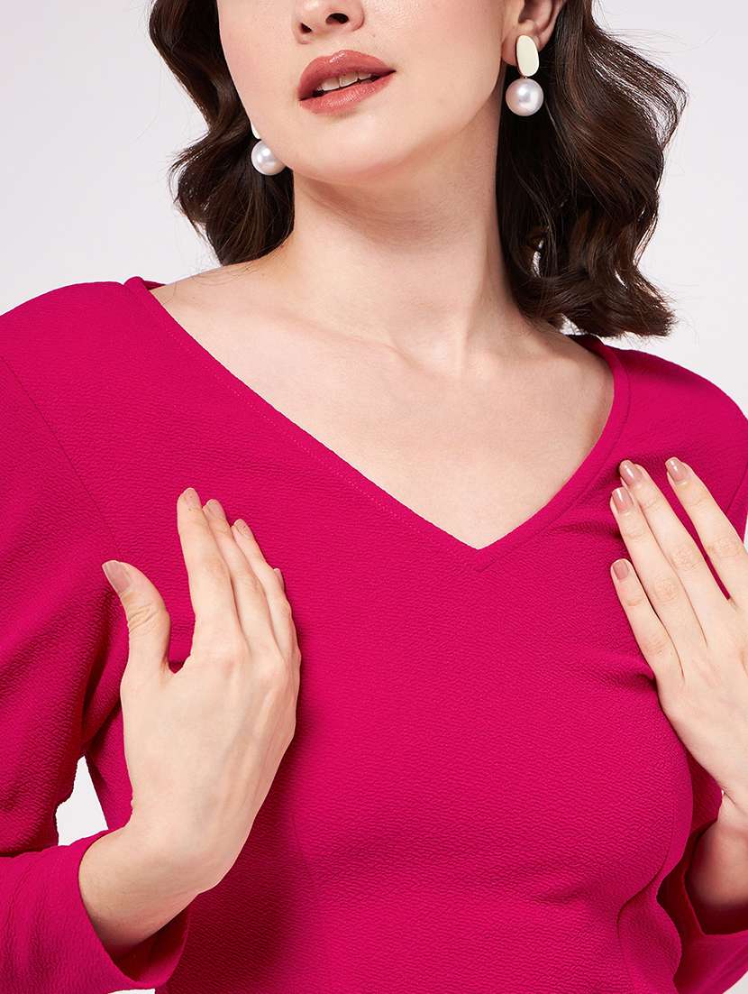 women solid v-neck regular top - 21644554 -  Standard Image - 4