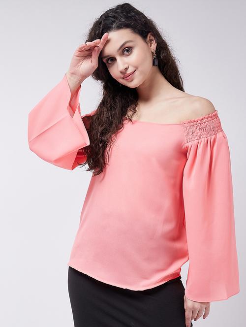 women solid bell sleeve off shoulder top - 21644558 -  Standard Image - 0