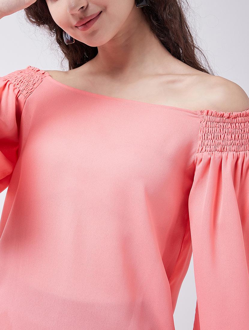 women solid bell sleeve off shoulder top - 21644558 - Standard Image - 4