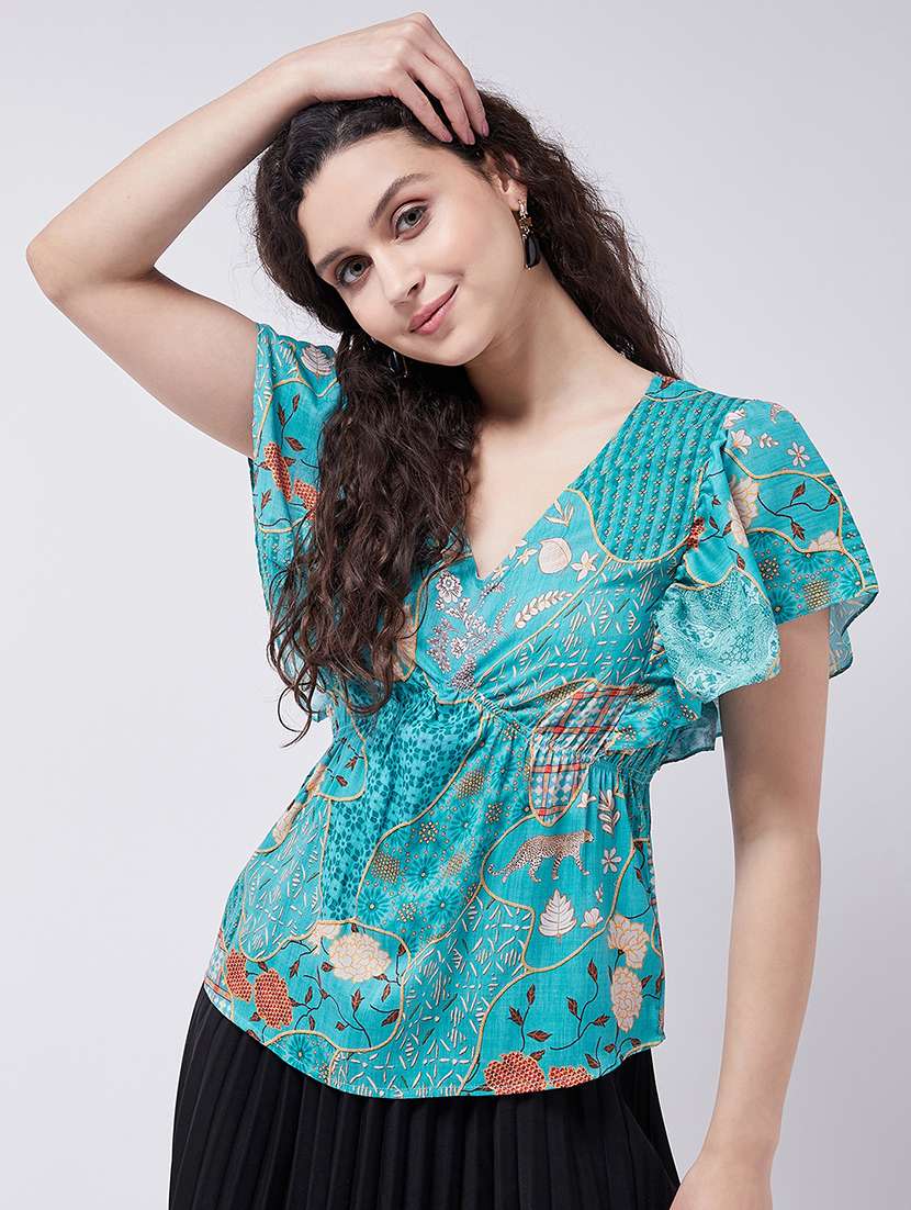 women printed batwing sleevesa-line top - 21644560 -  Standard Image - 1
