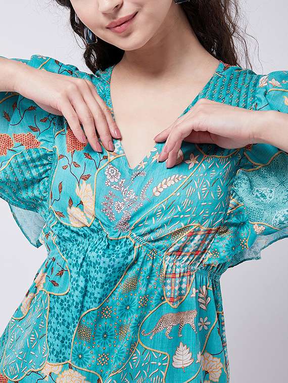 women printed batwing sleevesa-line top - 21644560 -  Standard Image - 4