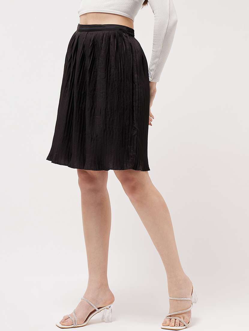 women solid high rise flared skirt - 21644573 -  Standard Image - 1