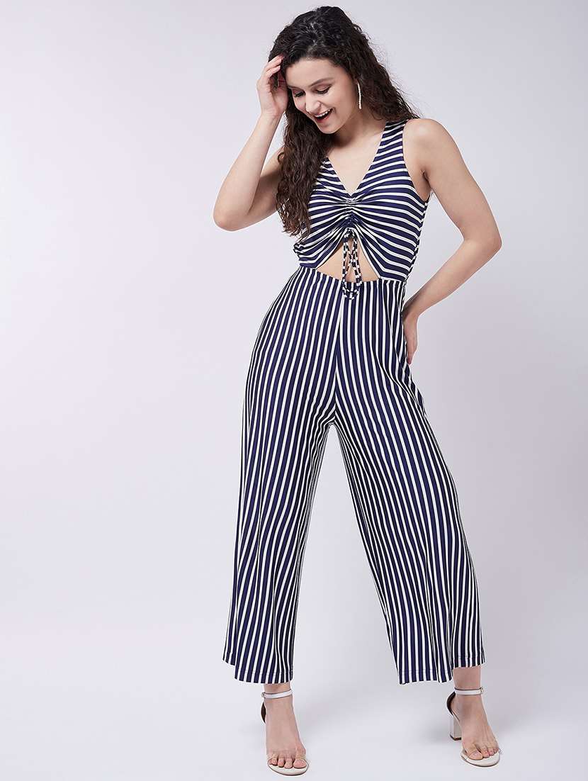 women striped full lenhth jumpsuit