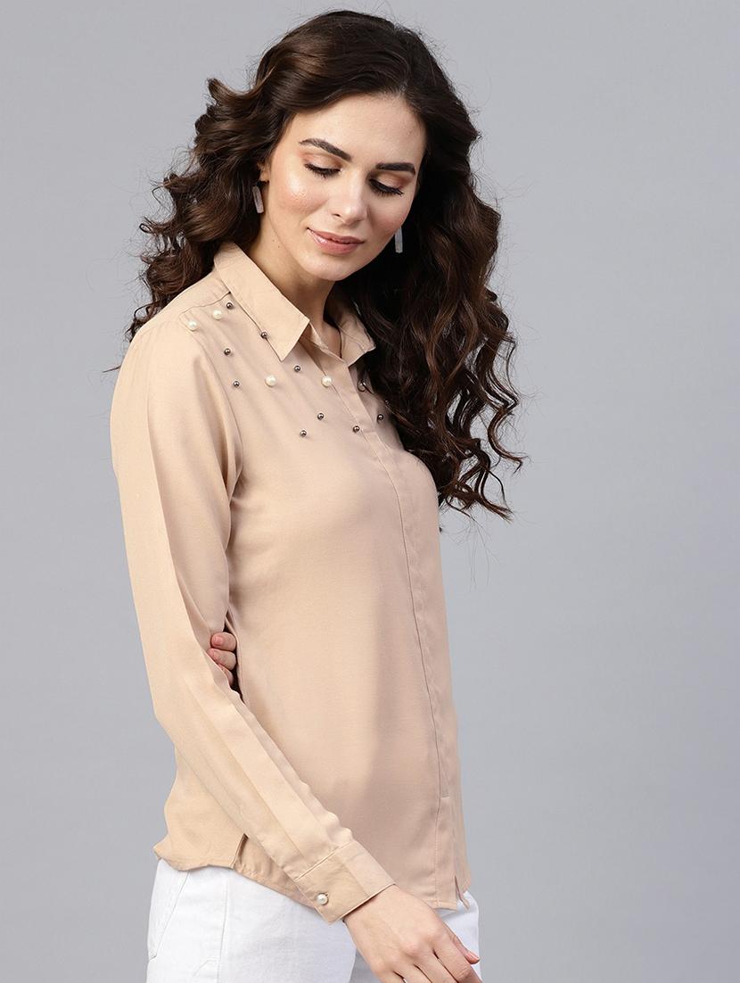women embellished collared shirt style top - 21644599 -  Standard Image - 1