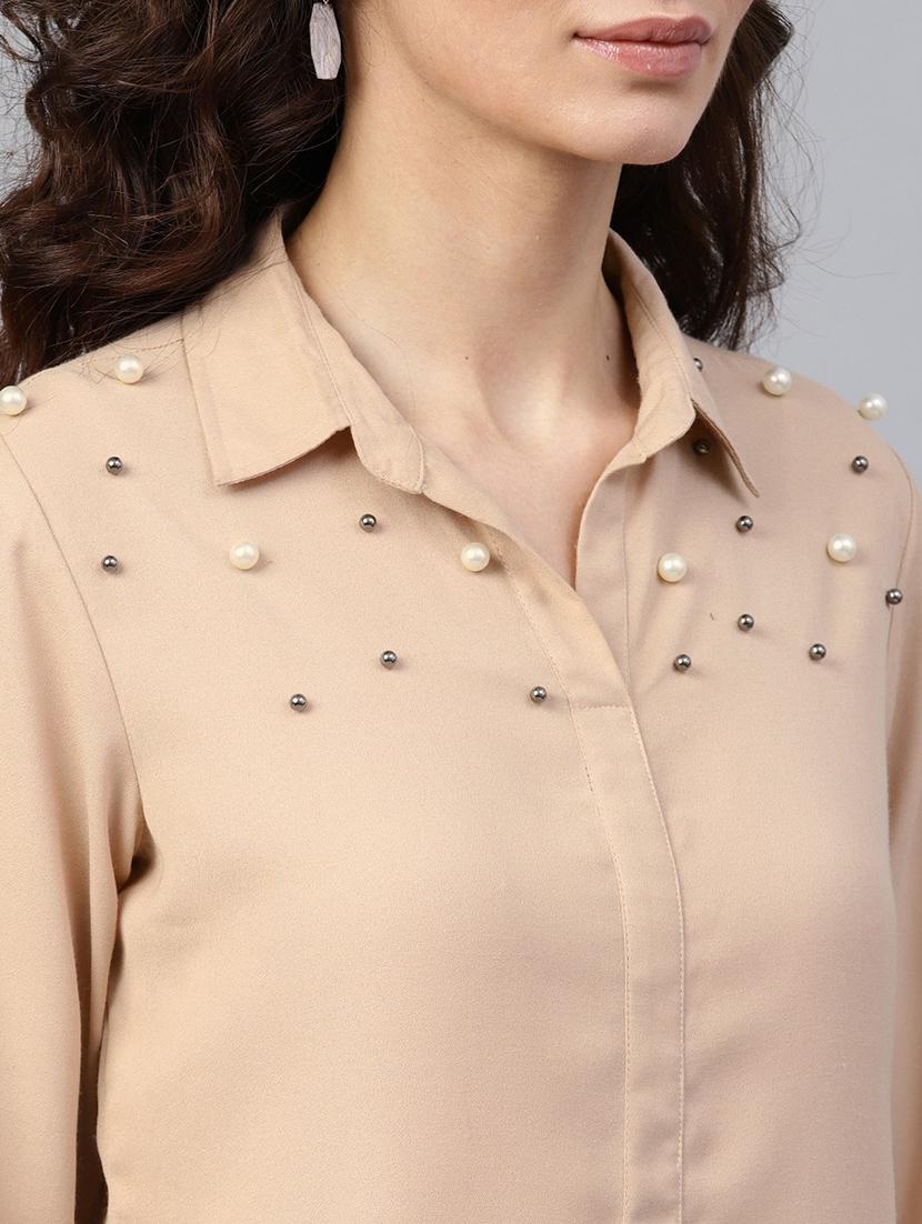 women embellished collared shirt style top - 21644599 - Standard Image - 4