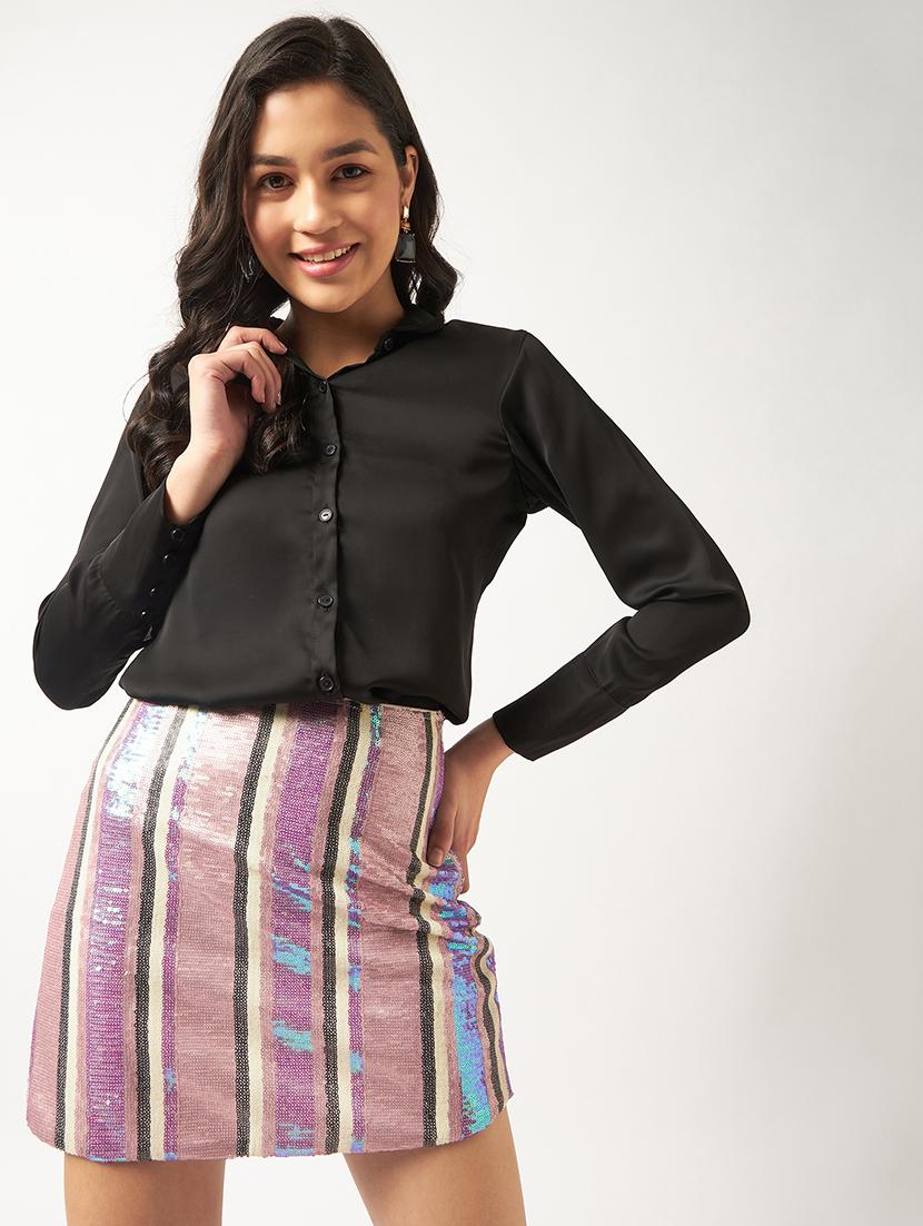 women solid satin shirt - 21644602 - Zoom Image - 0