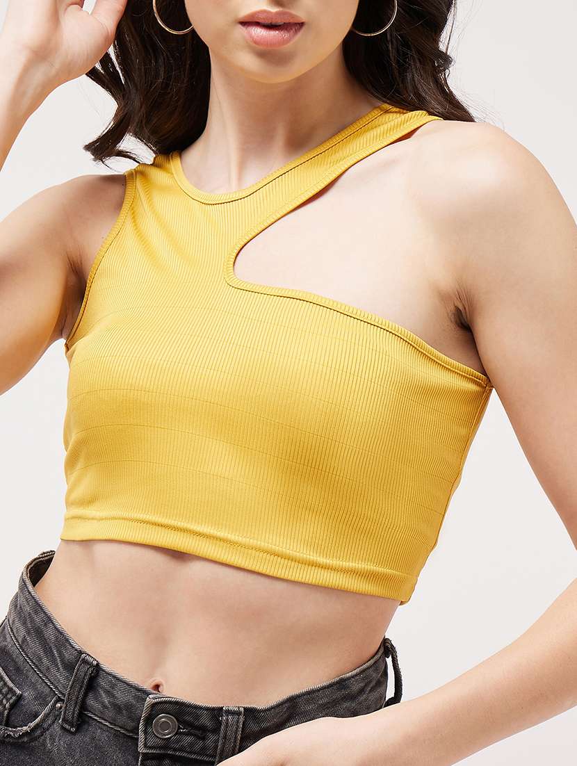 women solid sleeveless crop top - 21644608 -  Standard Image - 4