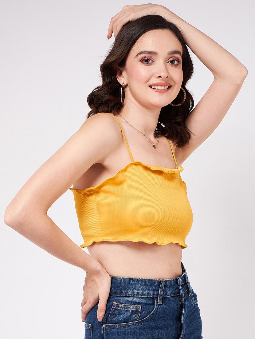 women solid sleeveless crop top - 21644610 - Standard Image - 1