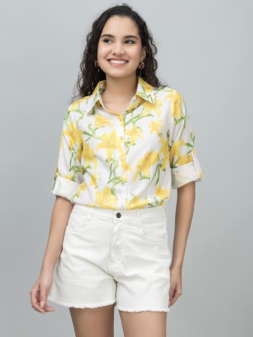 women floral printed long sleeve shirt - 21644619 - Standard Image - 0