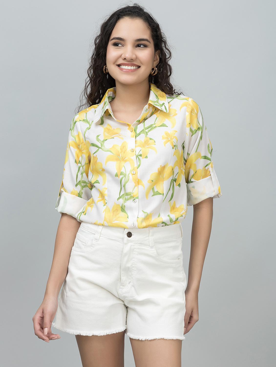 women floral printed long sleeve shirt - 21644619 - Zoom Image - 0