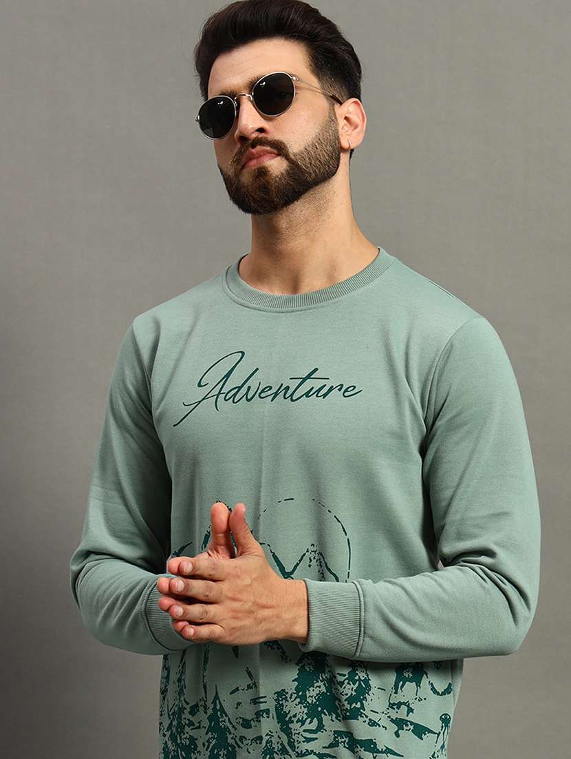 men regular fit front print round neck sweatshirt - 21645021 -  Standard Image - 1