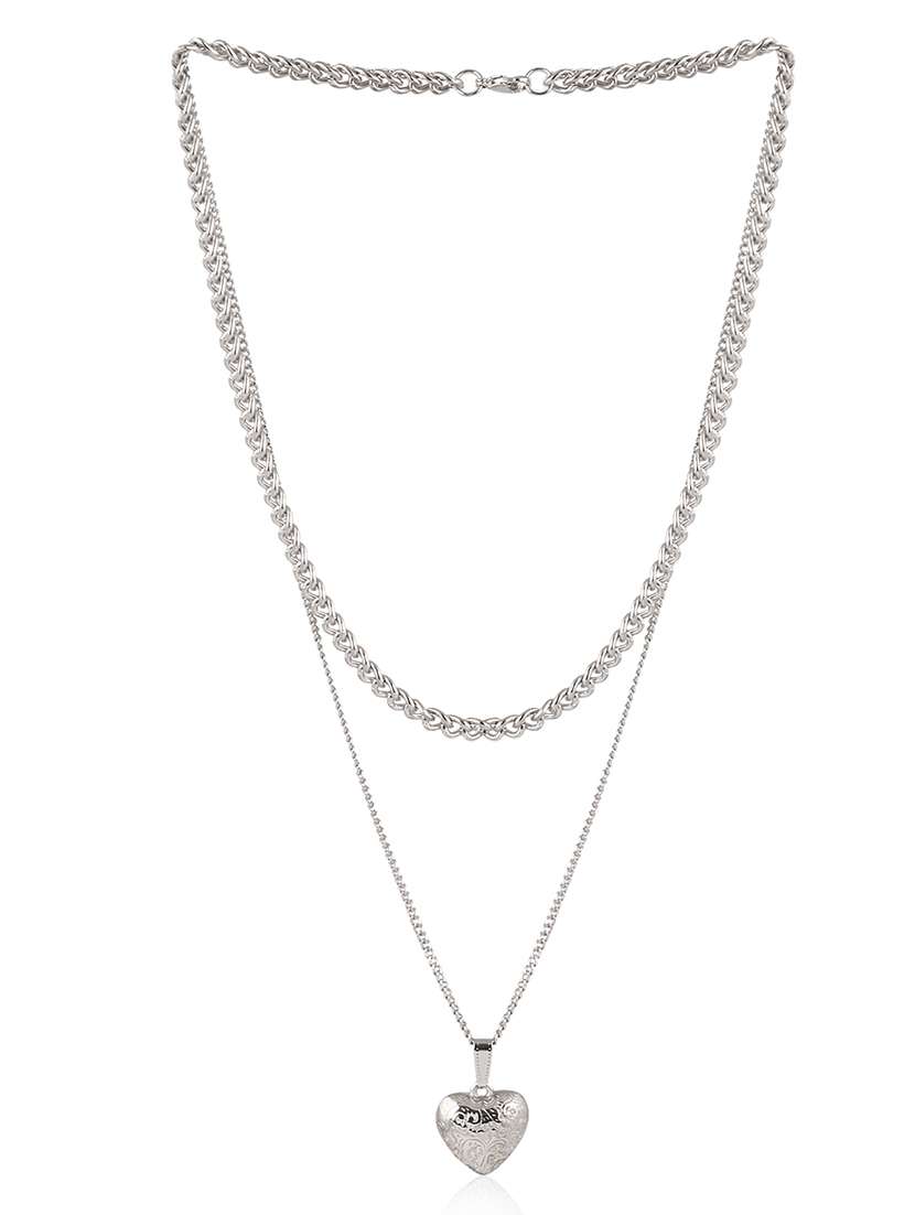 men heart-shaped pendant with layered chain - 21645071 -  Standard Image - 1