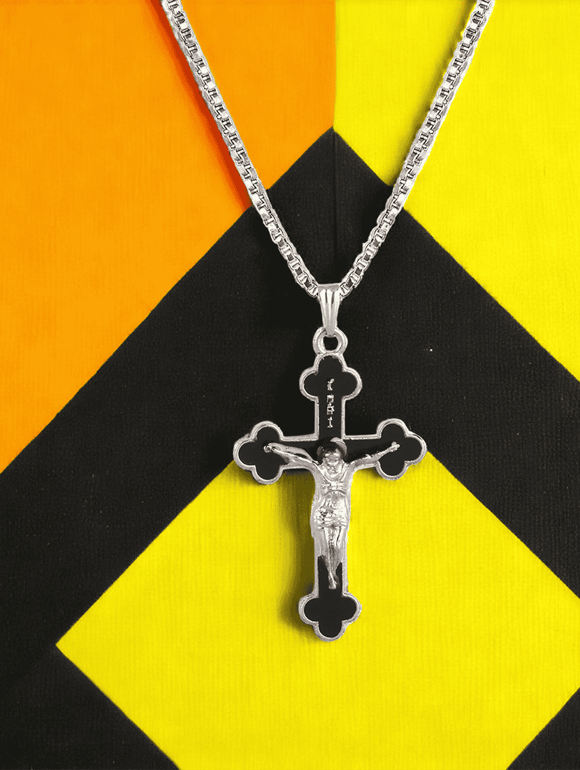 men saint praying jesus cross pendant with chain - 21645073 -  Standard Image - 1