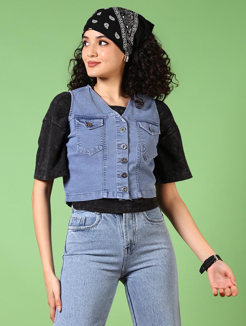 women solid sleeveless crop vest top - 21645098 - Standard Image - 1