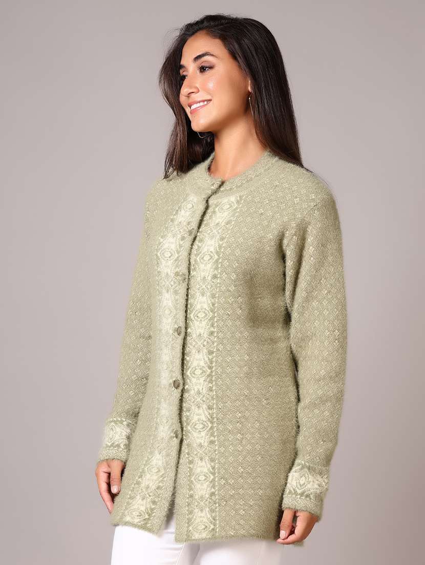 women self design long sleeve cardigan - 21645099 -  Standard Image - 1