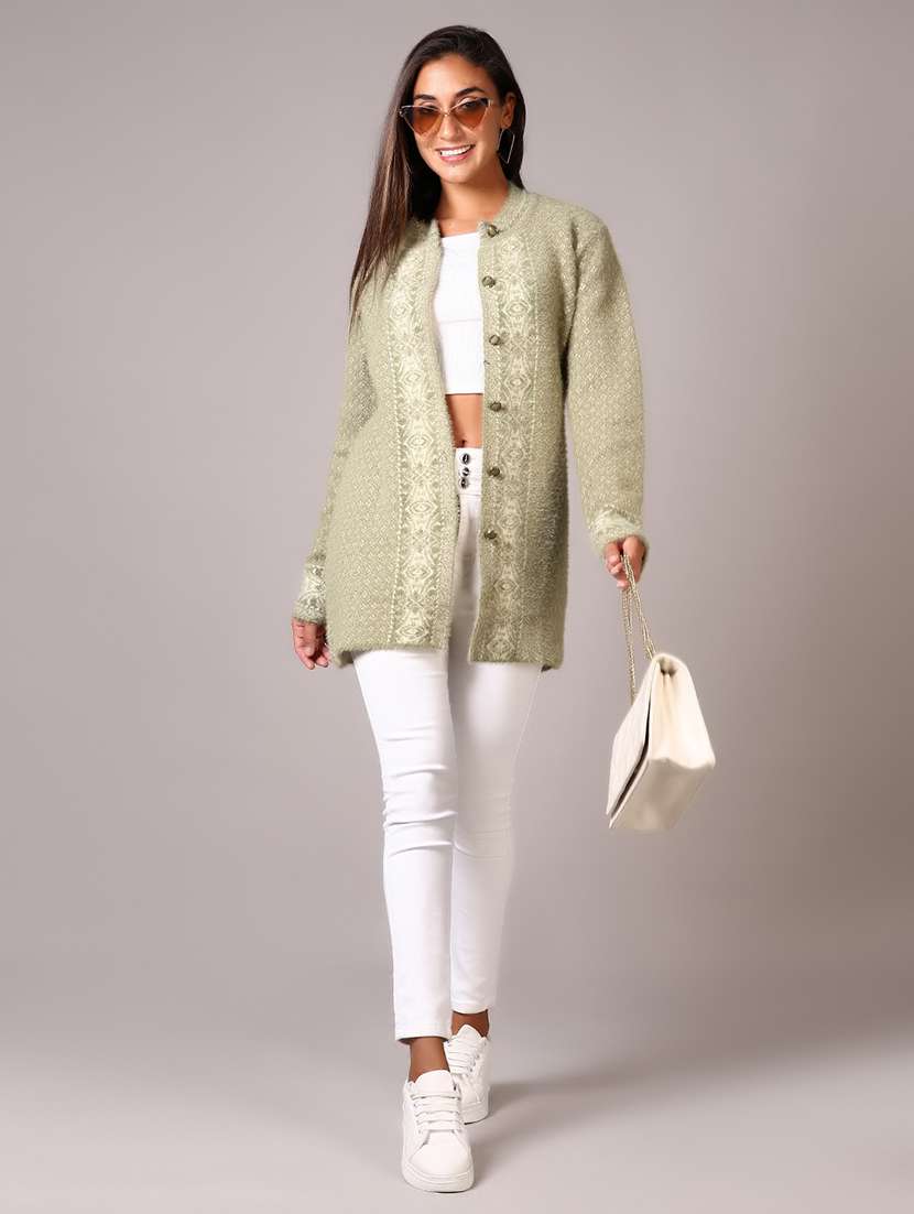 women self design long sleeve cardigan - 21645099 -  Standard Image - 4