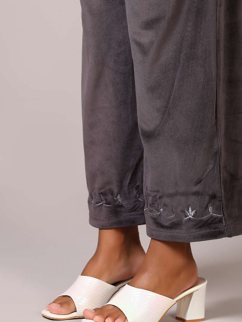 women grey embroidered palazzo - 21645106 -  Standard Image - 4