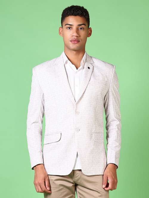 men lapel neck printed single breasted casual blazer - 21645109 -  Standard Image - 0