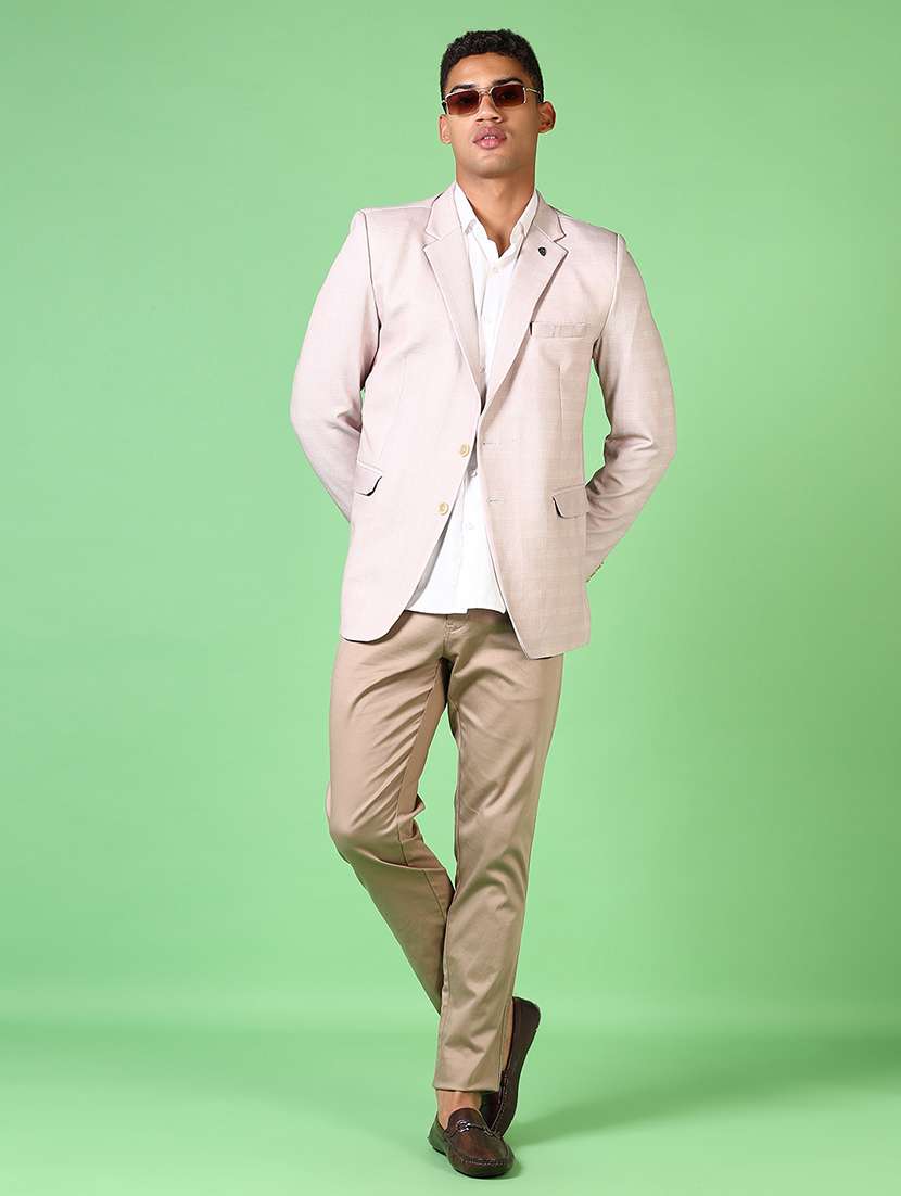 men lapel neck checkered single breasted casual blazer - 21645110 -  Standard Image - 4