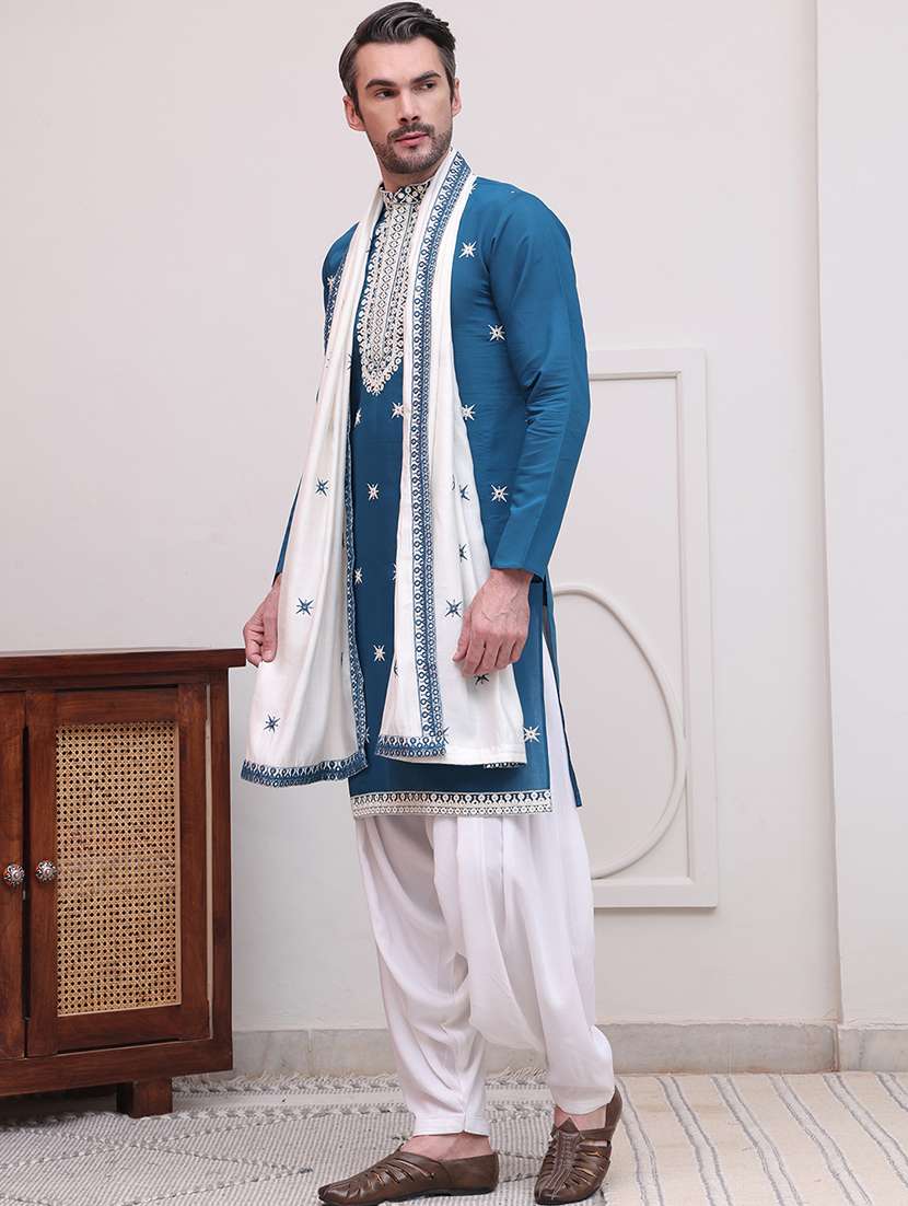 men embroidered kurta pyjama ethnic wear set - 21645313 -  Standard Image - 1