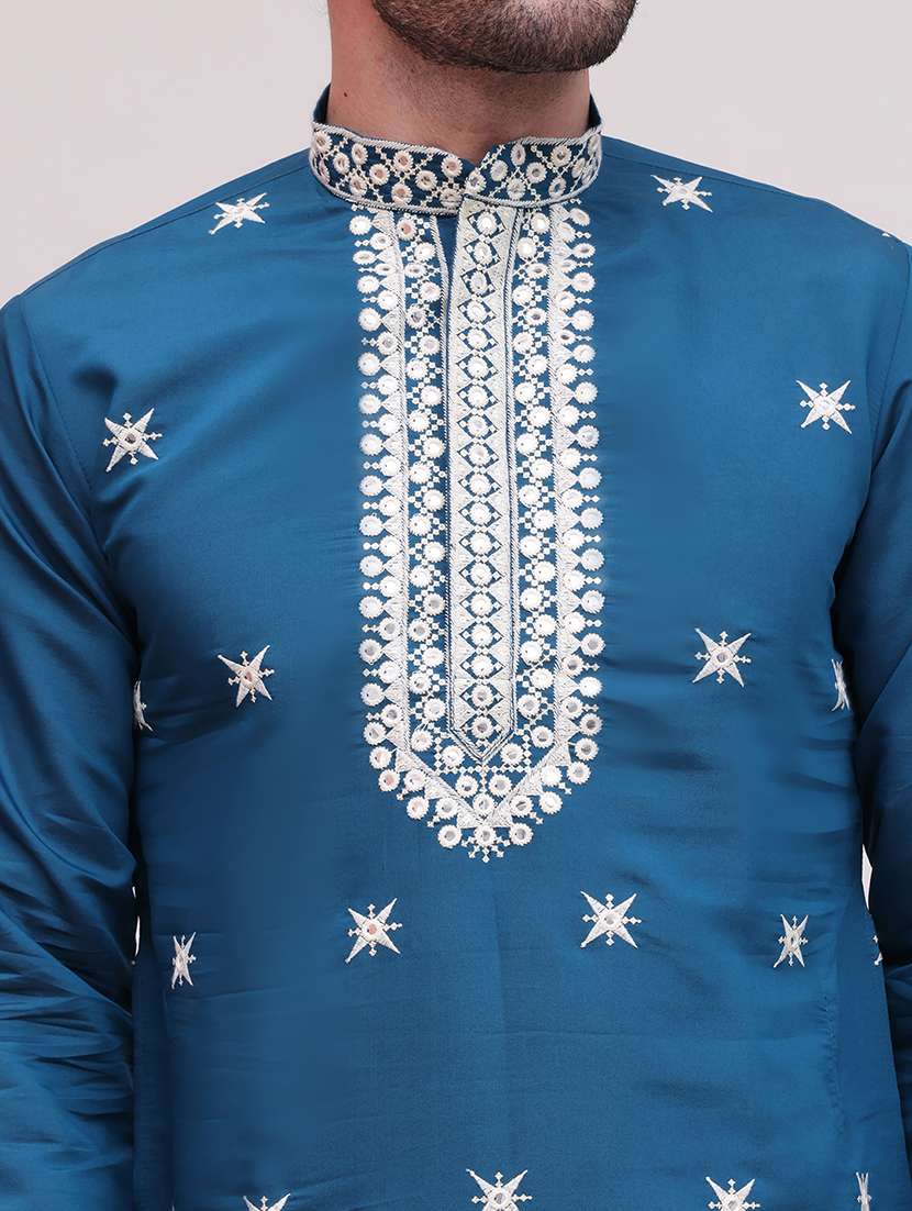 men embroidered kurta pyjama ethnic wear set - 21645313 -  Standard Image - 4