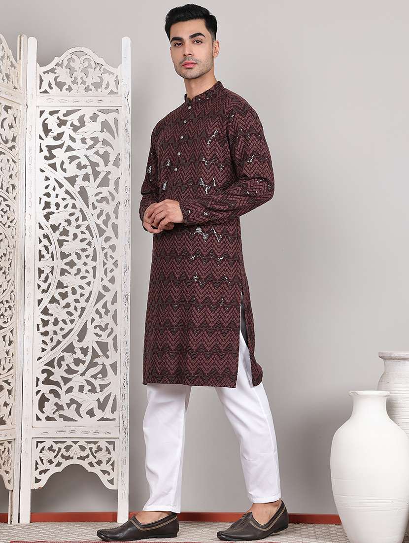 men embroidered kurta pyjama ethnic wear set - 21645315 -  Standard Image - 1