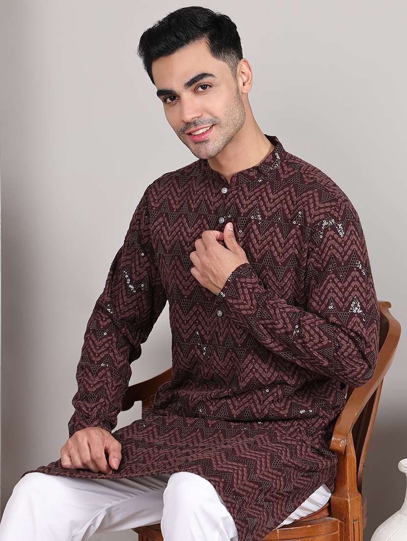 men embroidered kurta pyjama ethnic wear set - 21645315 -  Standard Image - 4