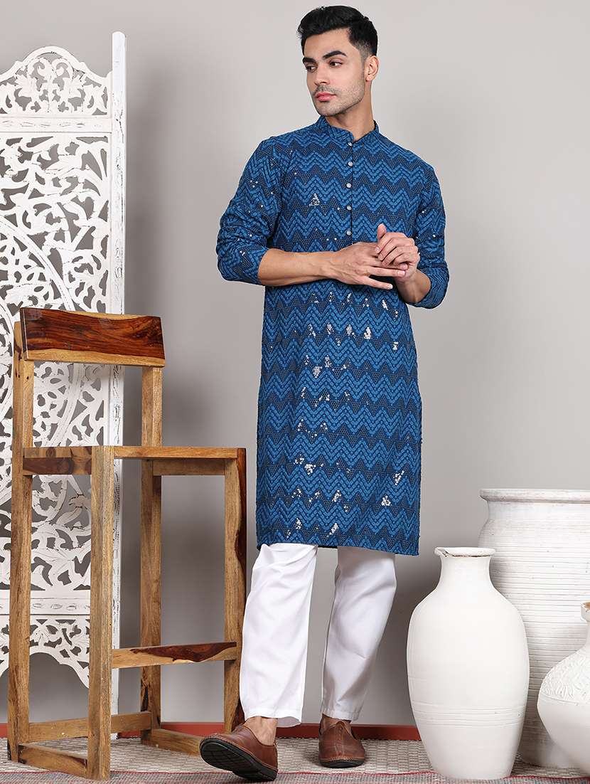 men embroidered kurta pyjama ethnic wear set - 21645318 -  Standard Image - 1