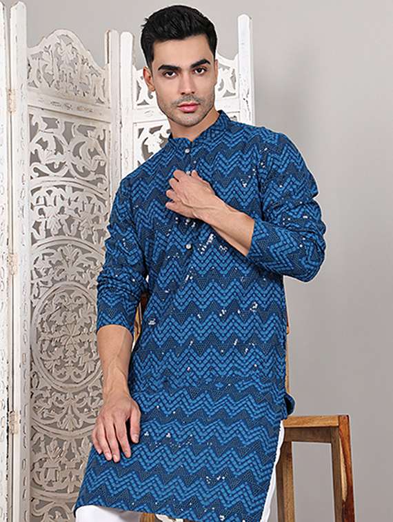 men embroidered kurta pyjama ethnic wear set - 21645318 -  Standard Image - 4