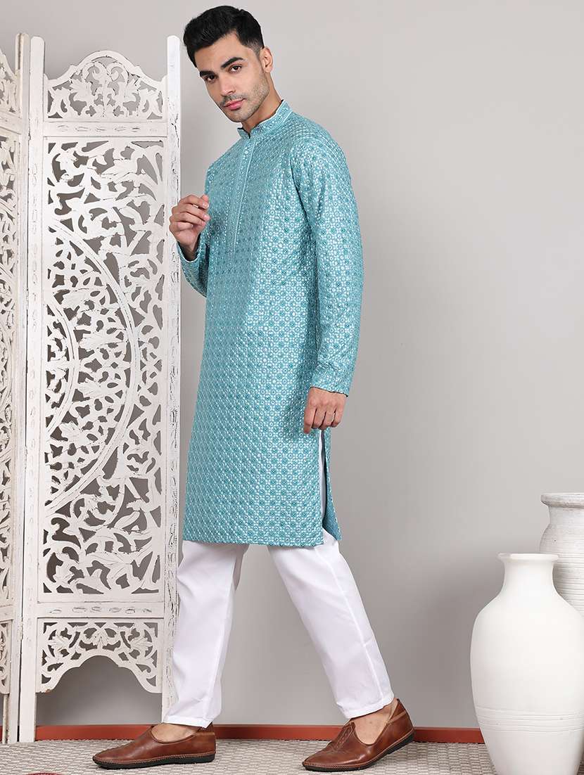 men embroidered kurta pyjama ethnic wear set - 21645320 -  Standard Image - 1