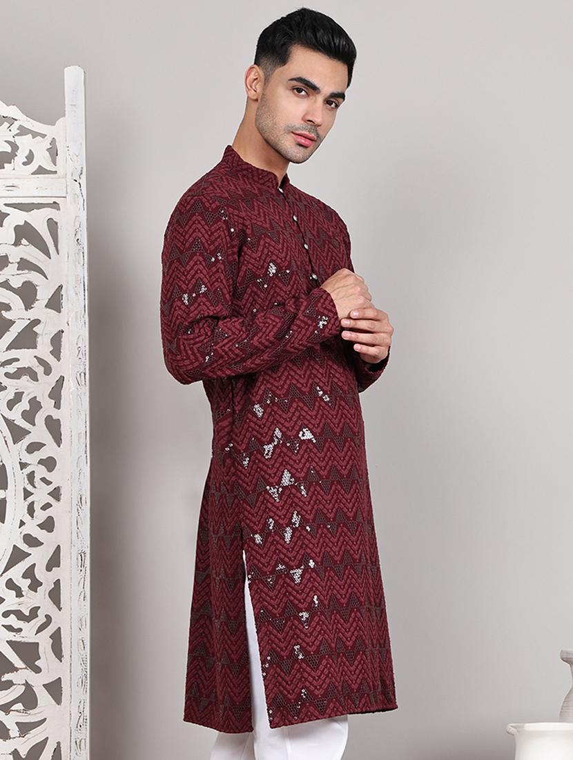 men embroidered long sleeves kurta - 21645329 - Standard Image - 1