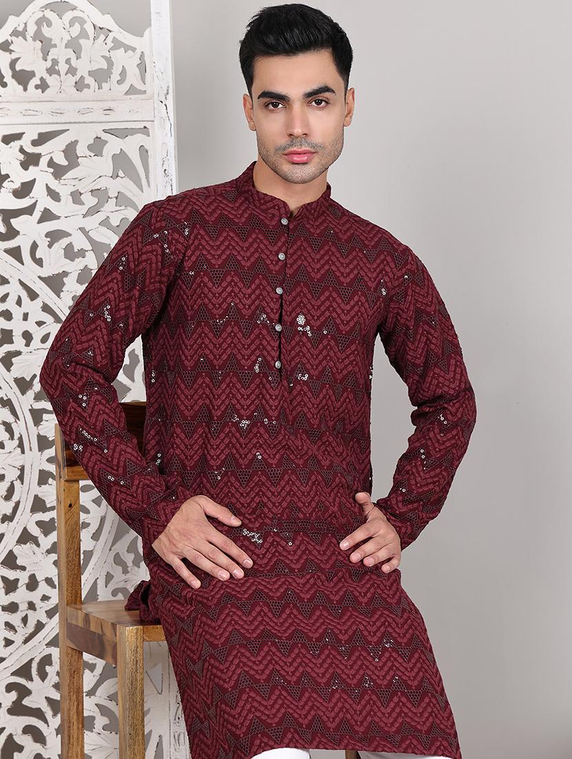 men embroidered long sleeves kurta - 21645329 - Standard Image - 4