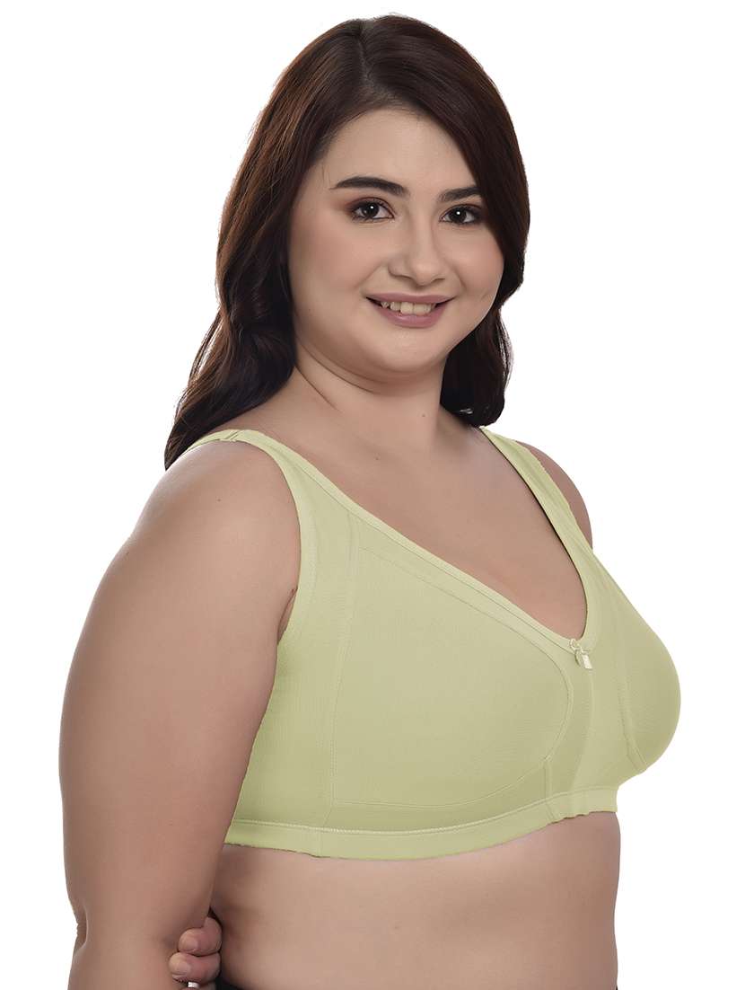 women solid lime green lycra plus size bra - 21645337 -  Standard Image - 1