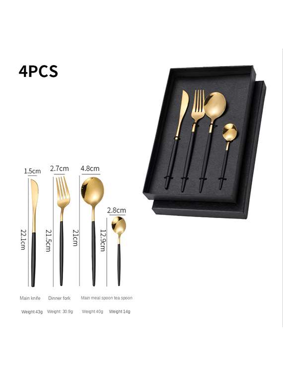 plain gold stainless steel pack of 4 cutlery set
