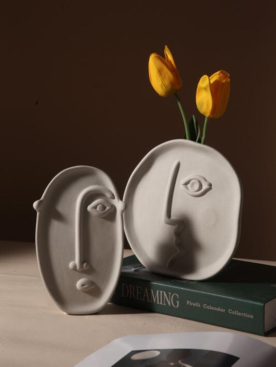 silver martini white face structured ceramic flower vase - 21645379 - Zoom Image - 0