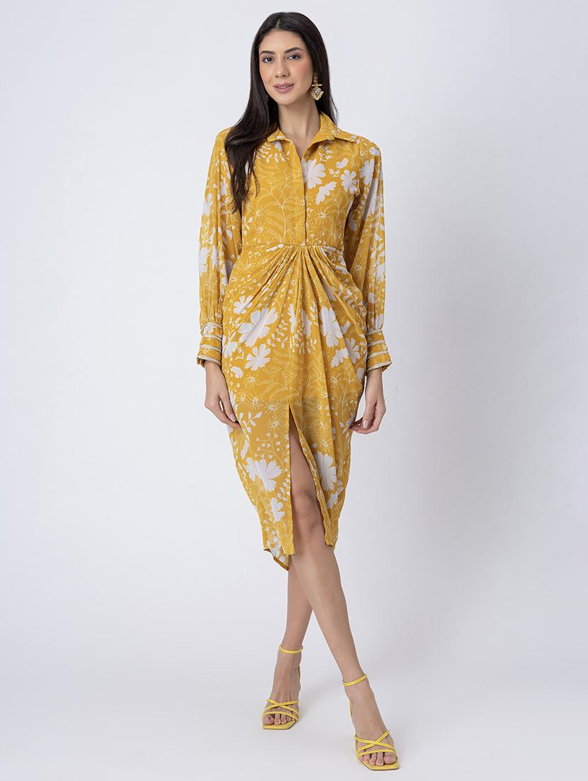 women long sleeves floral printed sheath dress - 21645462 -  Zoom Image - 0