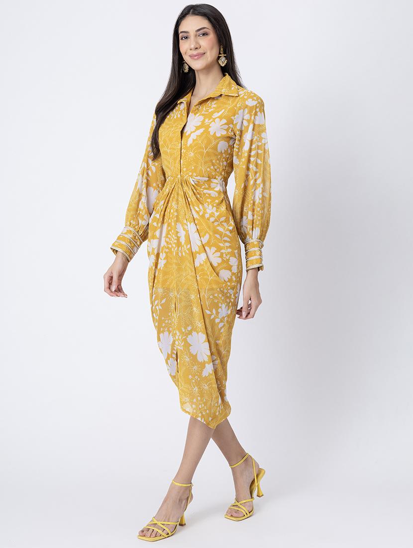women long sleeves floral printed sheath dress - 21645462 -  Standard Image - 1