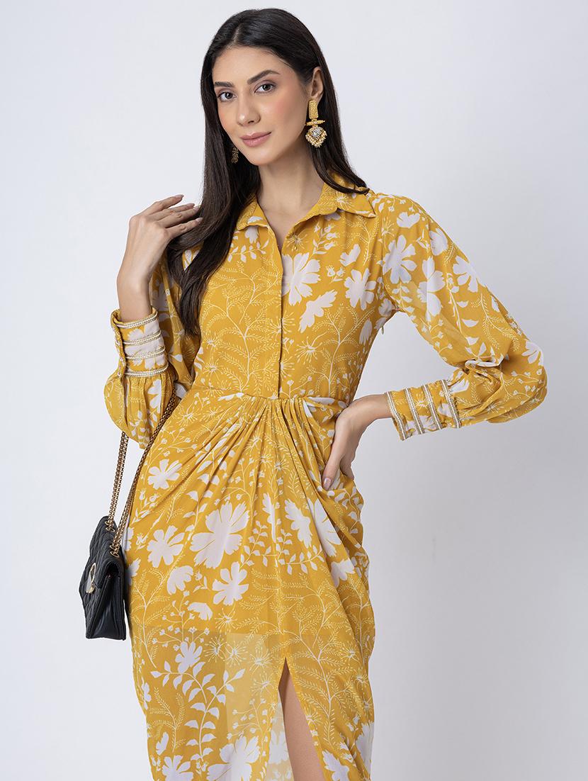women long sleeves floral printed sheath dress - 21645462 - Standard Image - 4