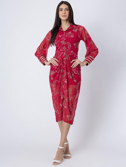 women floral print georgette bodycon dress - 21645463 - Standard Image - 0