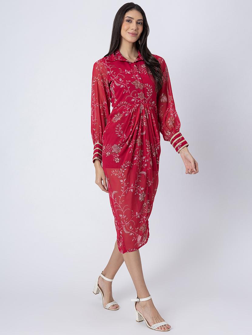 women floral print georgette bodycon dress - 21645463 - Standard Image - 1