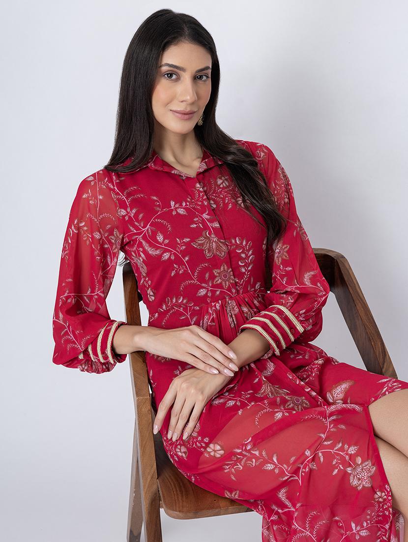 women floral print georgette bodycon dress - 21645463 - Standard Image - 4