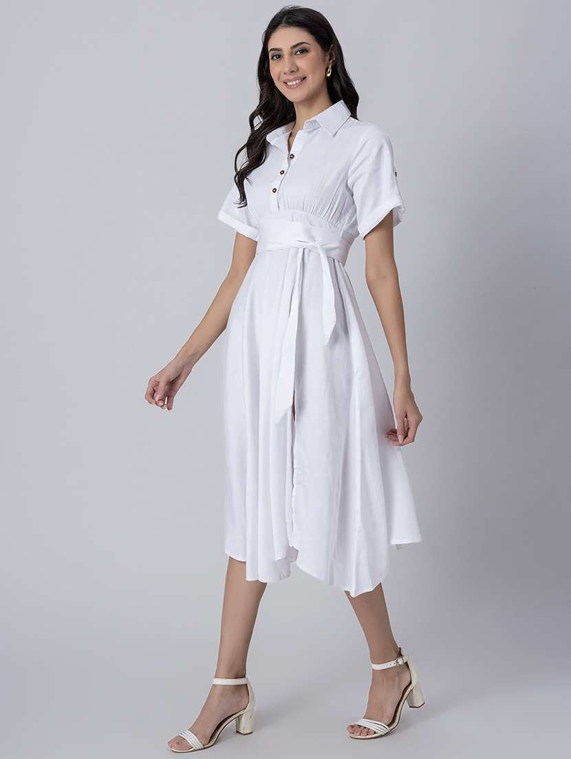 women collared solid asymmetric dress - 21645465 -  Standard Image - 1