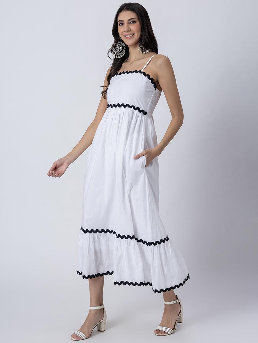 women sqaue neck solid tiered dress - 21645468 - Standard Image - 1