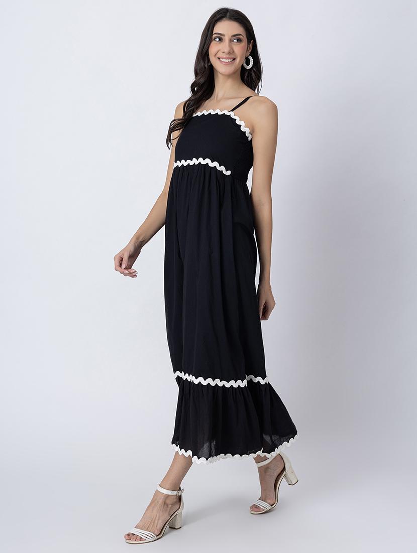 women sqaue neck solid tiered dress - 21645469 -  Standard Image - 1