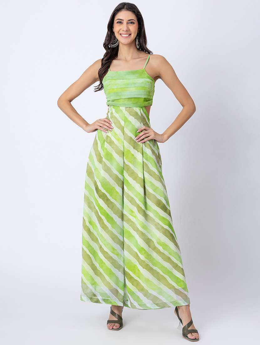 women printed shoulder strap jumpsuit