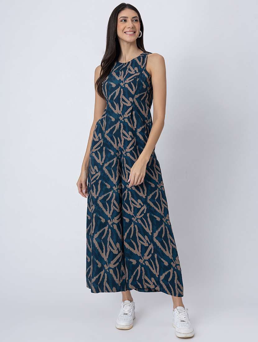 women printed sleeveless jumpsuit