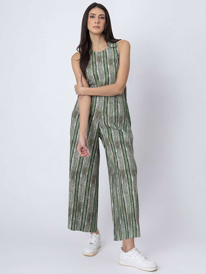 women printed sleeveless jumpsuit