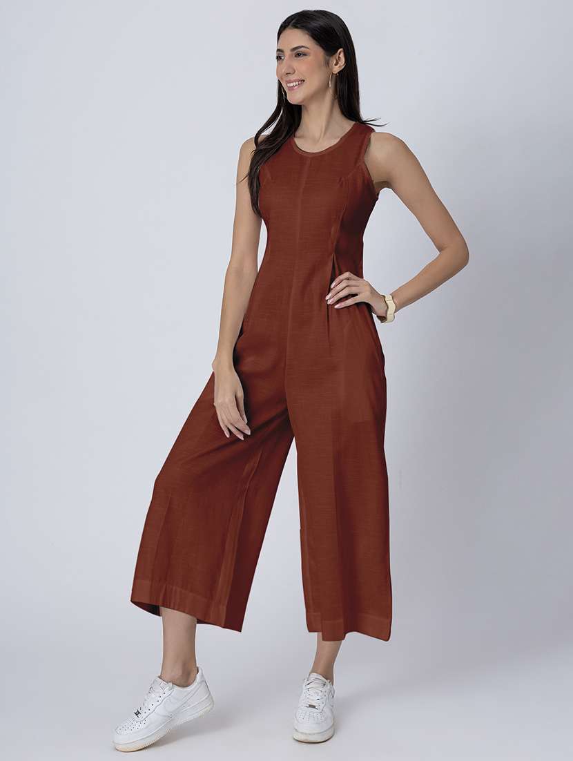 women solid sleeveless jumpsuit - 21645497 -  Standard Image - 1