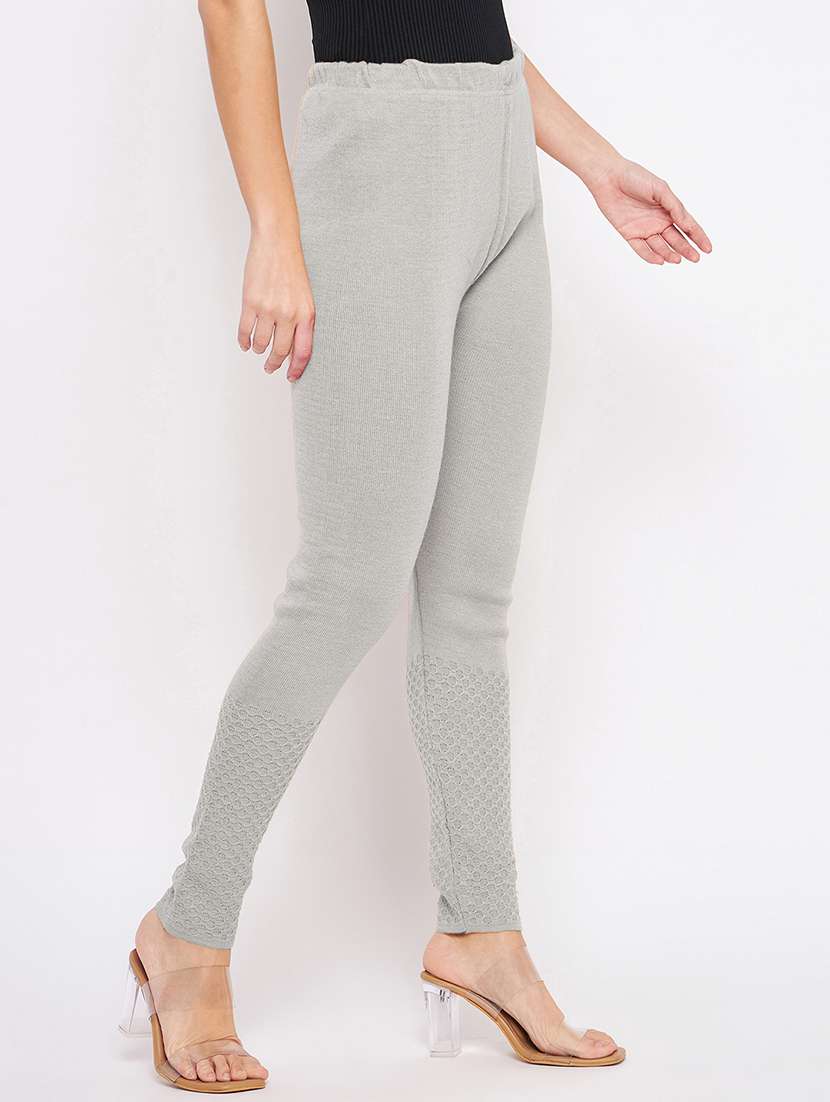 women plain high rise ankle length woolen leggings - 21645547 -  Standard Image - 1