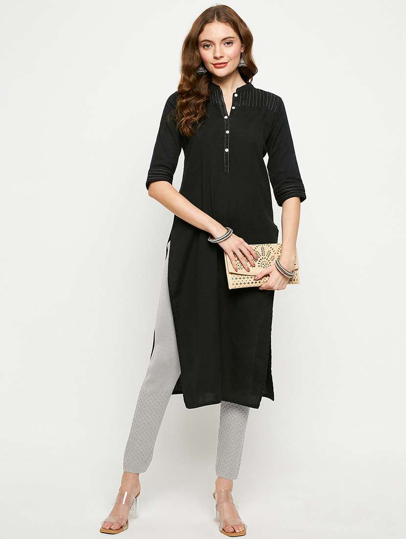 women plain high rise ankle length woolen leggings - 21645547 -  Standard Image - 4